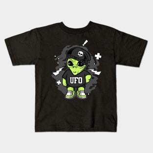 RAPER ALIEN UFO CARTOON Kids T-Shirt